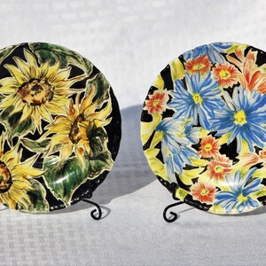 Hand Painted Small Plates Sunflowers and Daisies