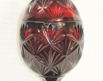 Cristal D'arques Luminarc Durand Ruby Red Lidded Candy Dish, Collectible Glass, Vintage Glass, Cut Glass Crystal