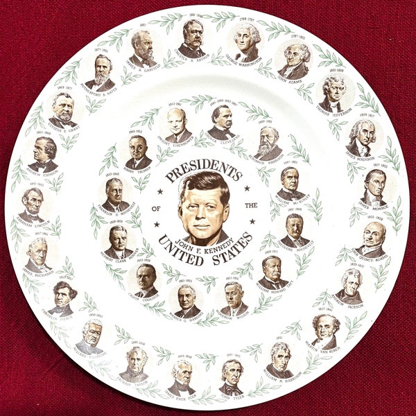 John F Kennedy Collectible Plate, Presidents of the United States, Sabin China Made in USA