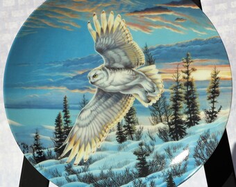 Cynthie Fisher Snowy Owl Plate, Limited Edition Collectors Plate, 1992