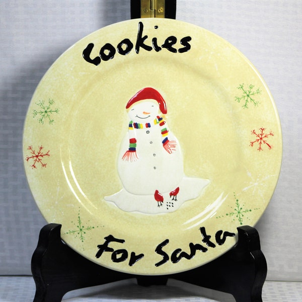 Vintage Cookies for Santa 12” Round Platter, Snowmates by Debbie Taylor-Kerman, Made by Sakura for Oneida, Hand Painted