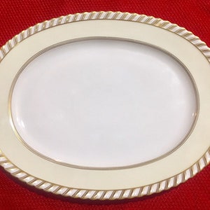 La Princesse Oval Serving Platter by Franconia-Krautheim, Scalloped Gold Rope Edge, Made in Selb, Bavaria, Germany