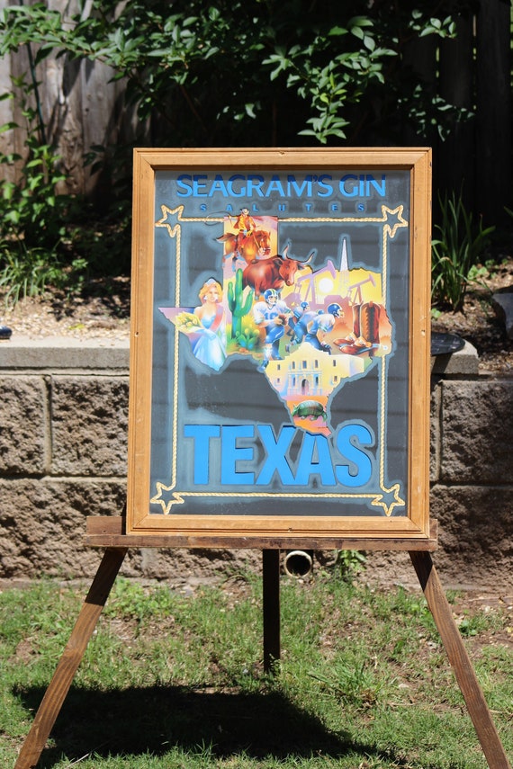 Rare Seagram S Gin Salutes Texas Mirror Signed Skutruk Etsy
