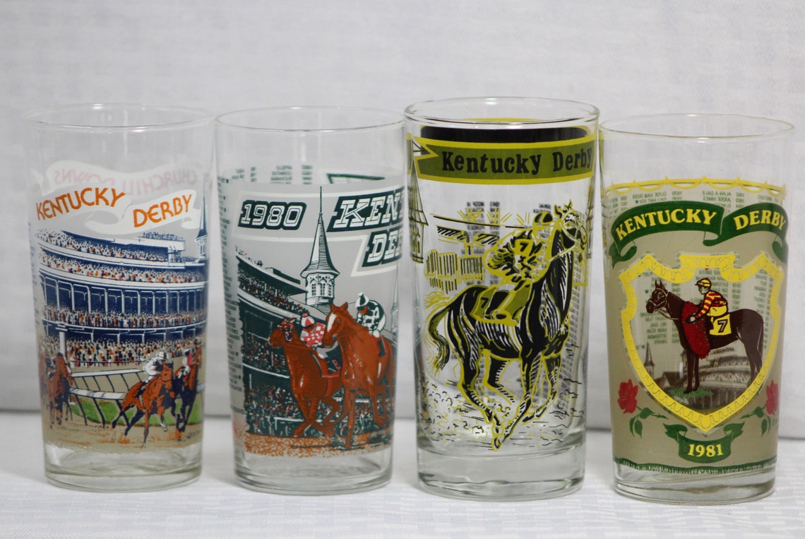 4 Vintage Kentucky Derby Mint Julep Glasses Churchill Downs Etsy
