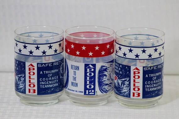 Apollo 12 & 13 Glasses, 1969 Moon Landing, Set of 3 - Etsy