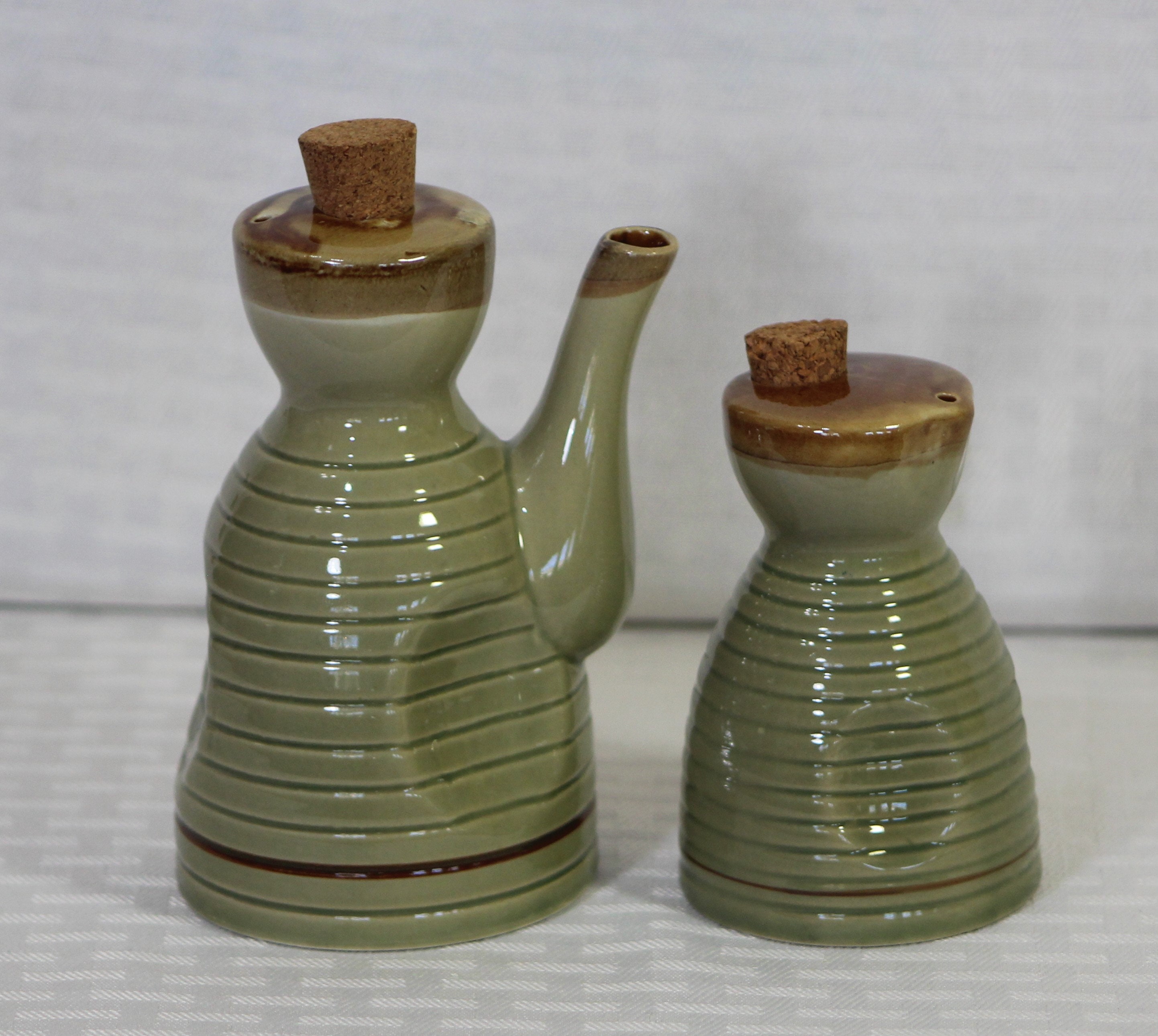 Japanese Cruet Set Oil Vinegar and Soy Sauce Celadon Glaze Etsy