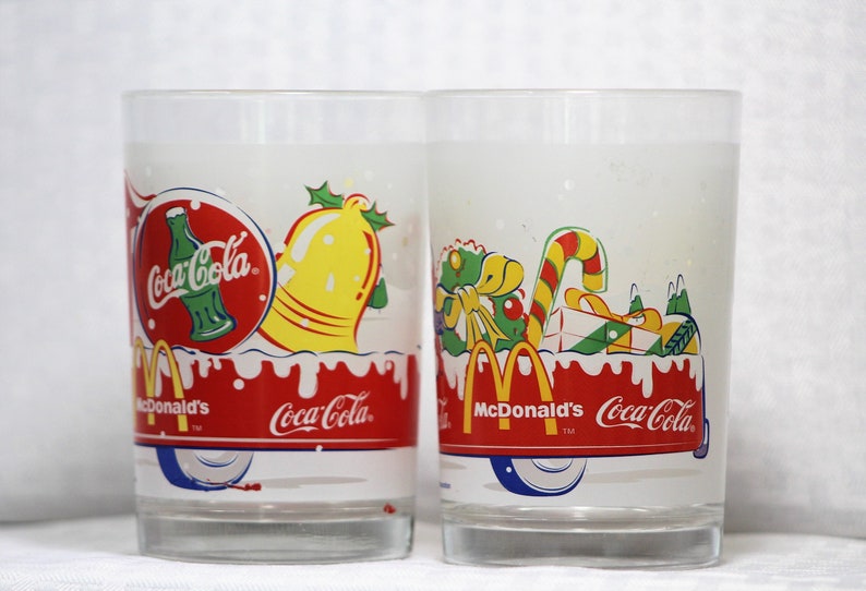 Mcdonalds 2001 Christmas Coca-cola Collectible Glasses | Etsy