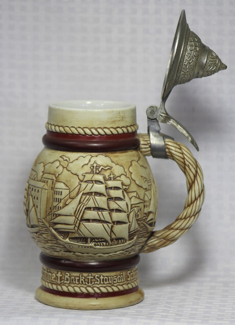 1977 Avon Collectible Beer Stein With Pewter Lid Sailing Etsy