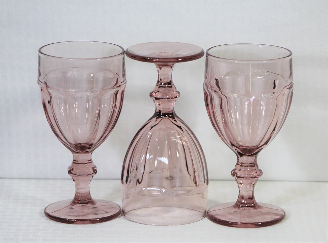 Pink Iced Tea Goblets, Gibraltar Pattern by Libbey Glass Company, 12oz