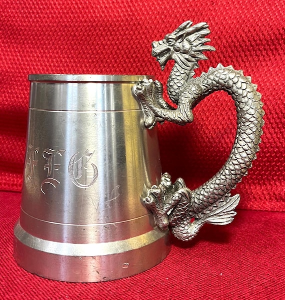Selangor Pewter Mug or Stein With Magnificent Dragon Handle, 97