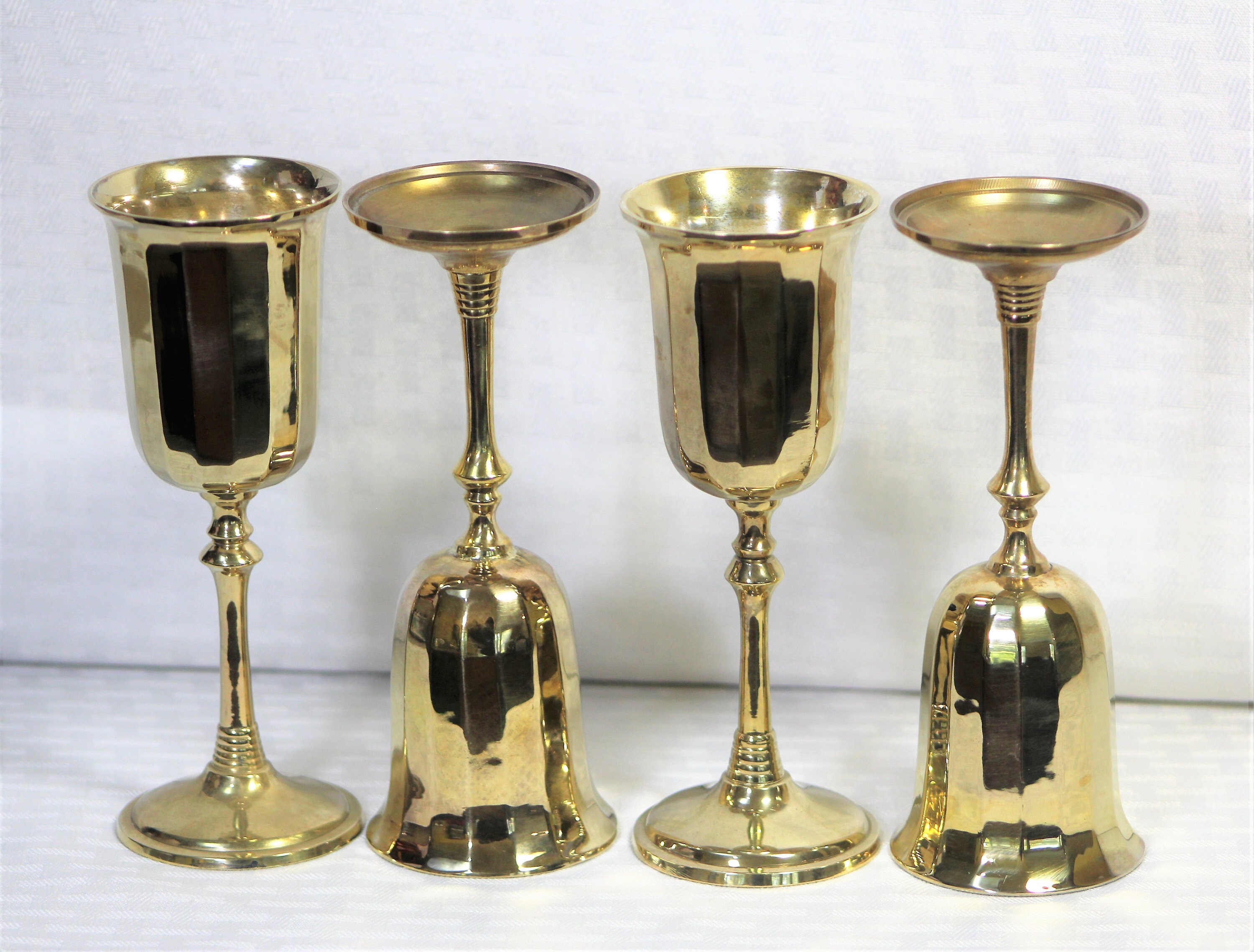 Solid Brass Wine Goblets With Silver Plate Interior and Paneled Sides, Made  by Gatco, Mid Century Barware, Set of 4 -  Israel