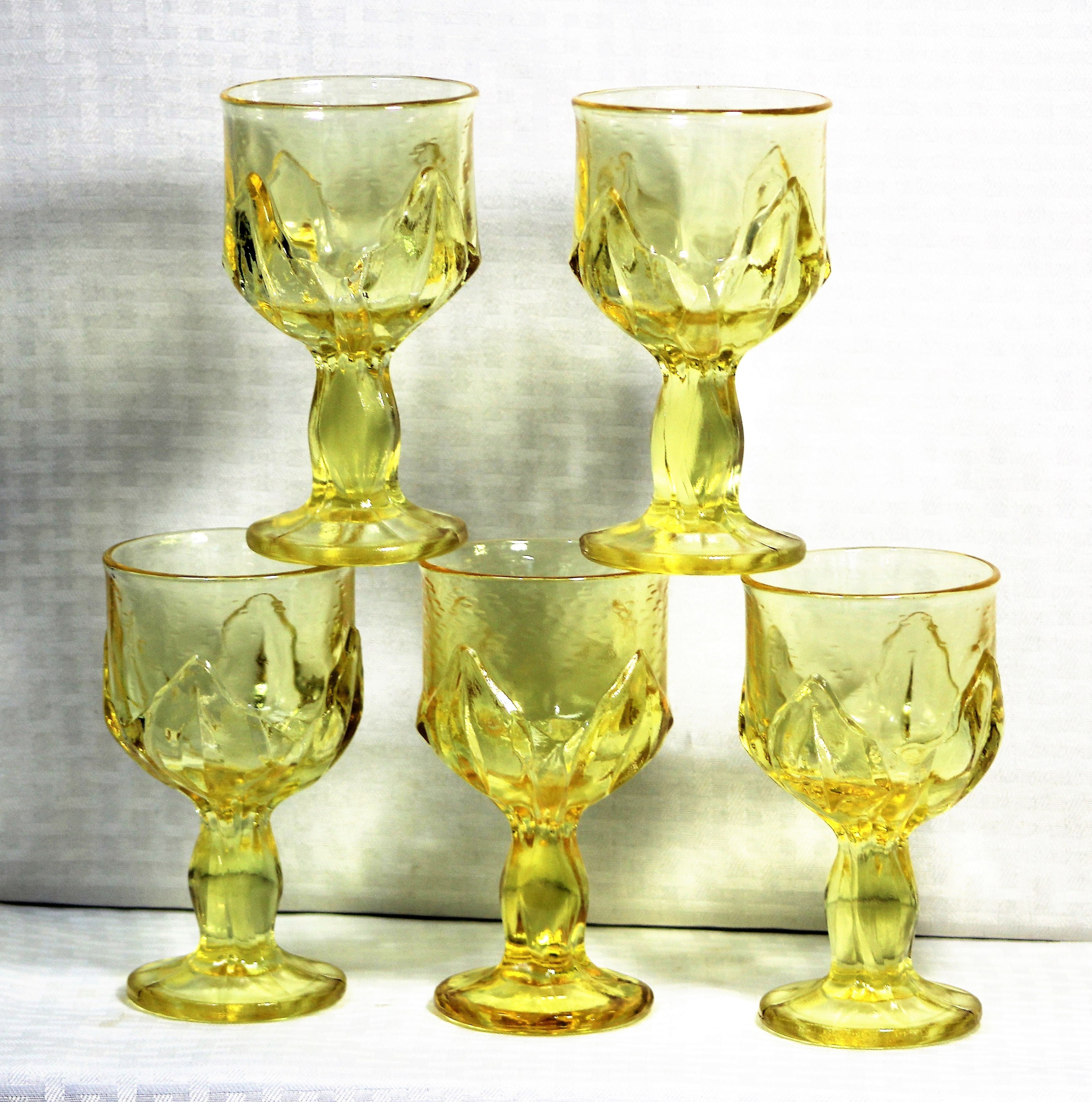 Drink & Barware Vintage goblets green Franciscan Cabaret Tiffin Glass water/ wine glasses set of
