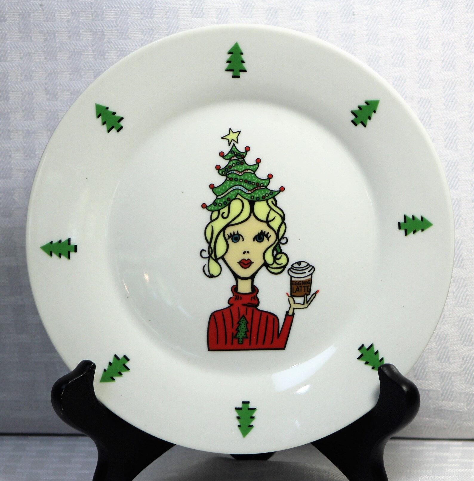 Vintage Christmas Dessert Plates Set of Four Female in the Etsy