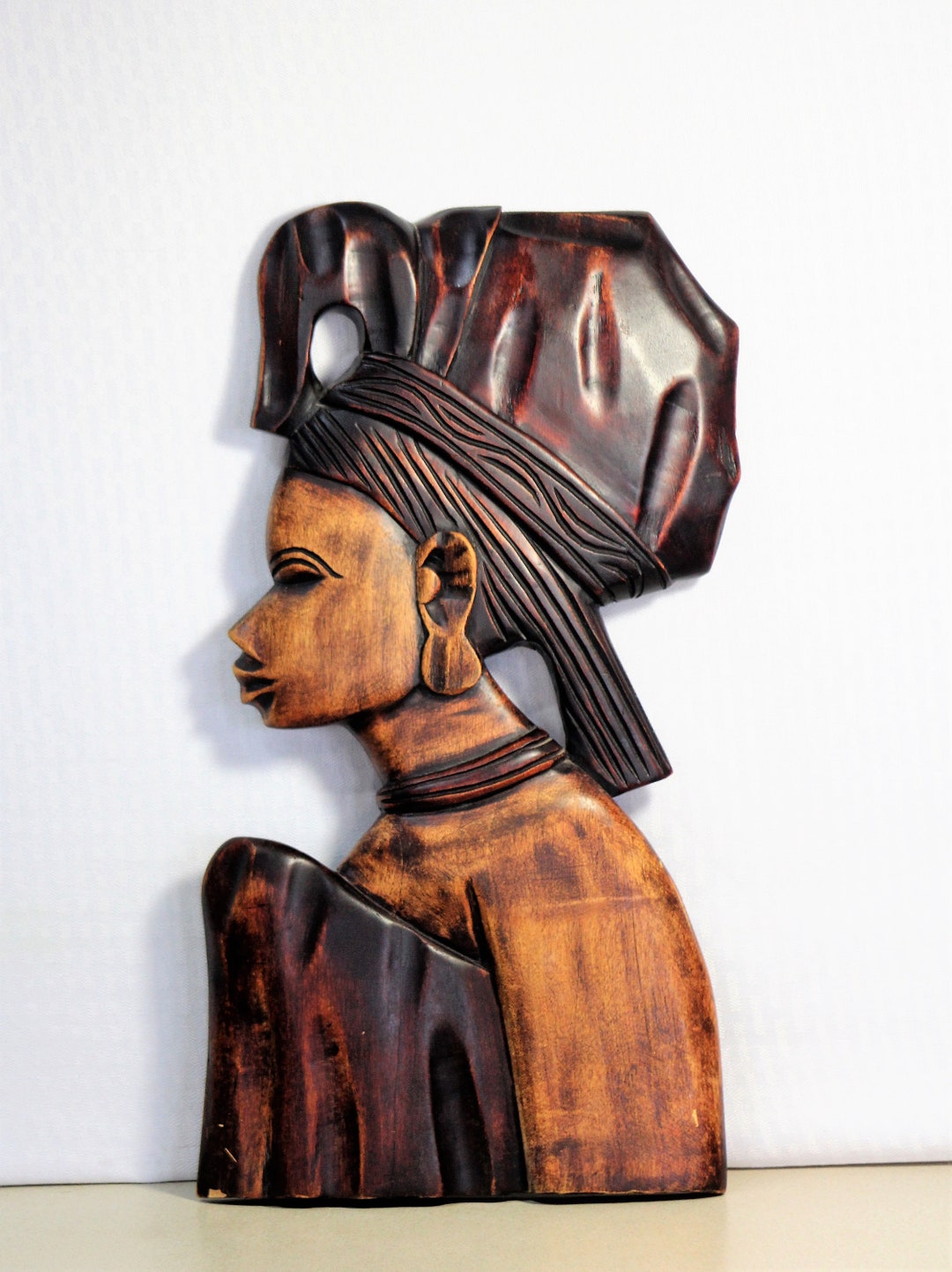 African Wood Carving of a Woman's Head or Bust 17 Etsy