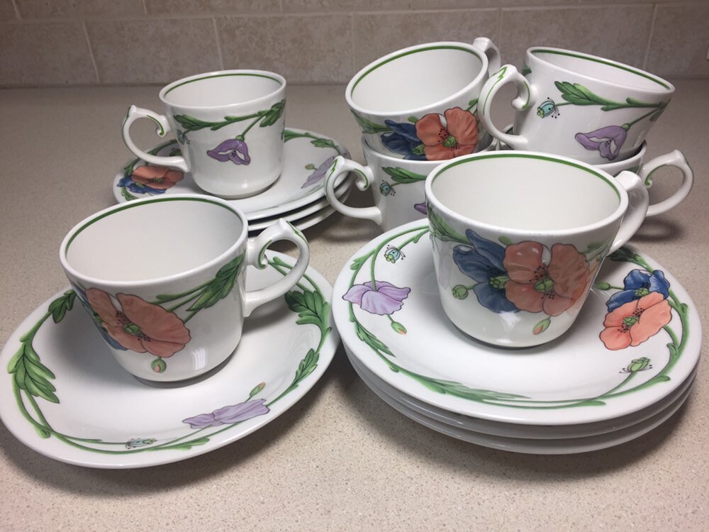 Villeroy & Boch, Amapola Poppy Tea Set, Made in Germany, Pink