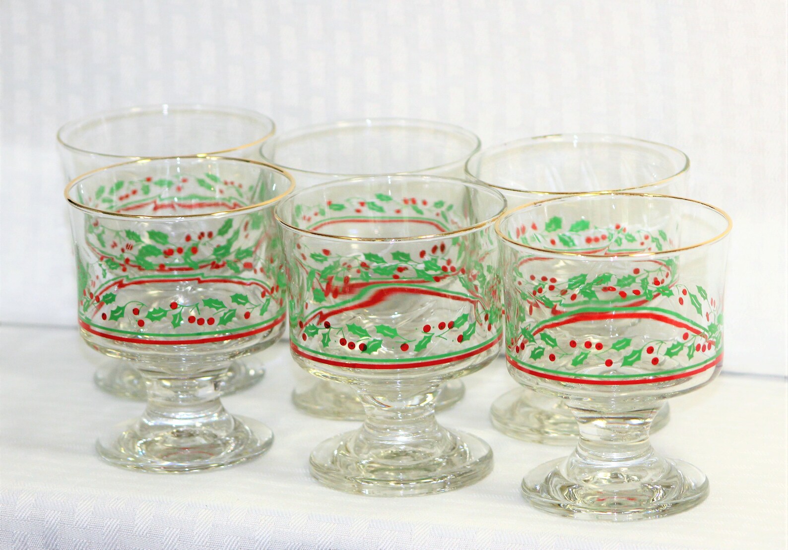 Arbys holly Berry Christmas Glasses Footed Sherbet or Etsy