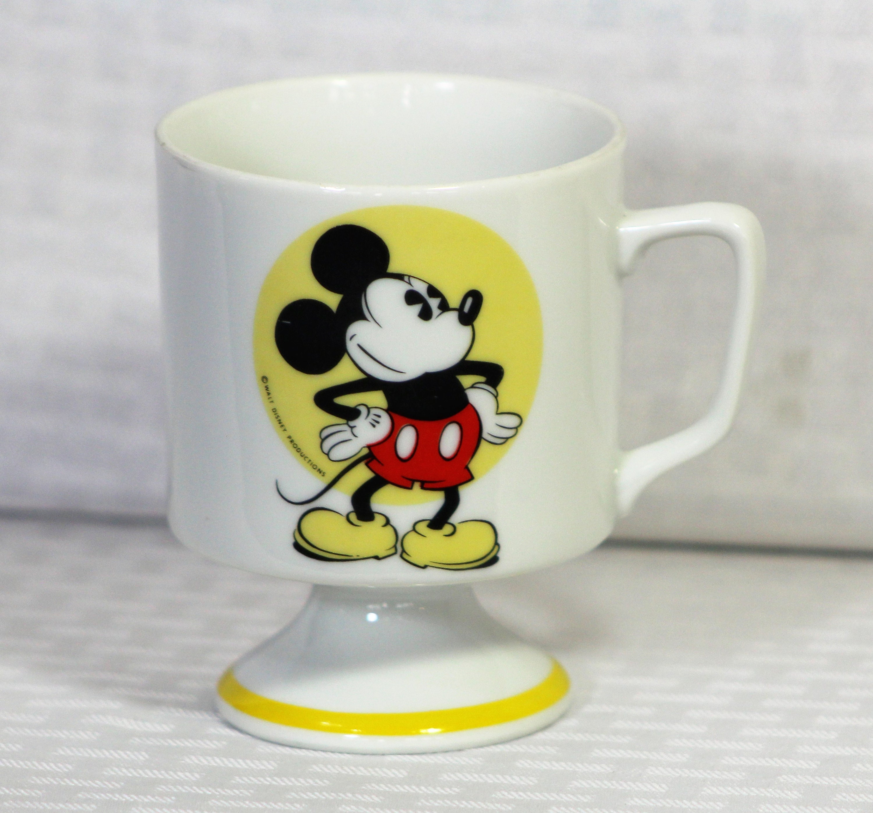 Mavin  Walt Disney Mickey Mouse Footed Pedestal Coffee Mug Set of 2  Porcelain Vintage