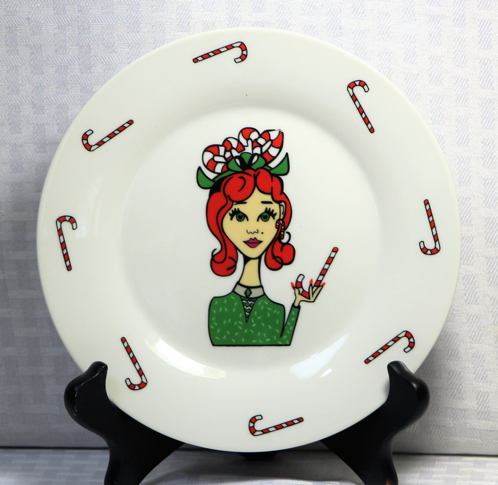 Vintage Christmas Dessert Plates Set of Four Female in the Etsy