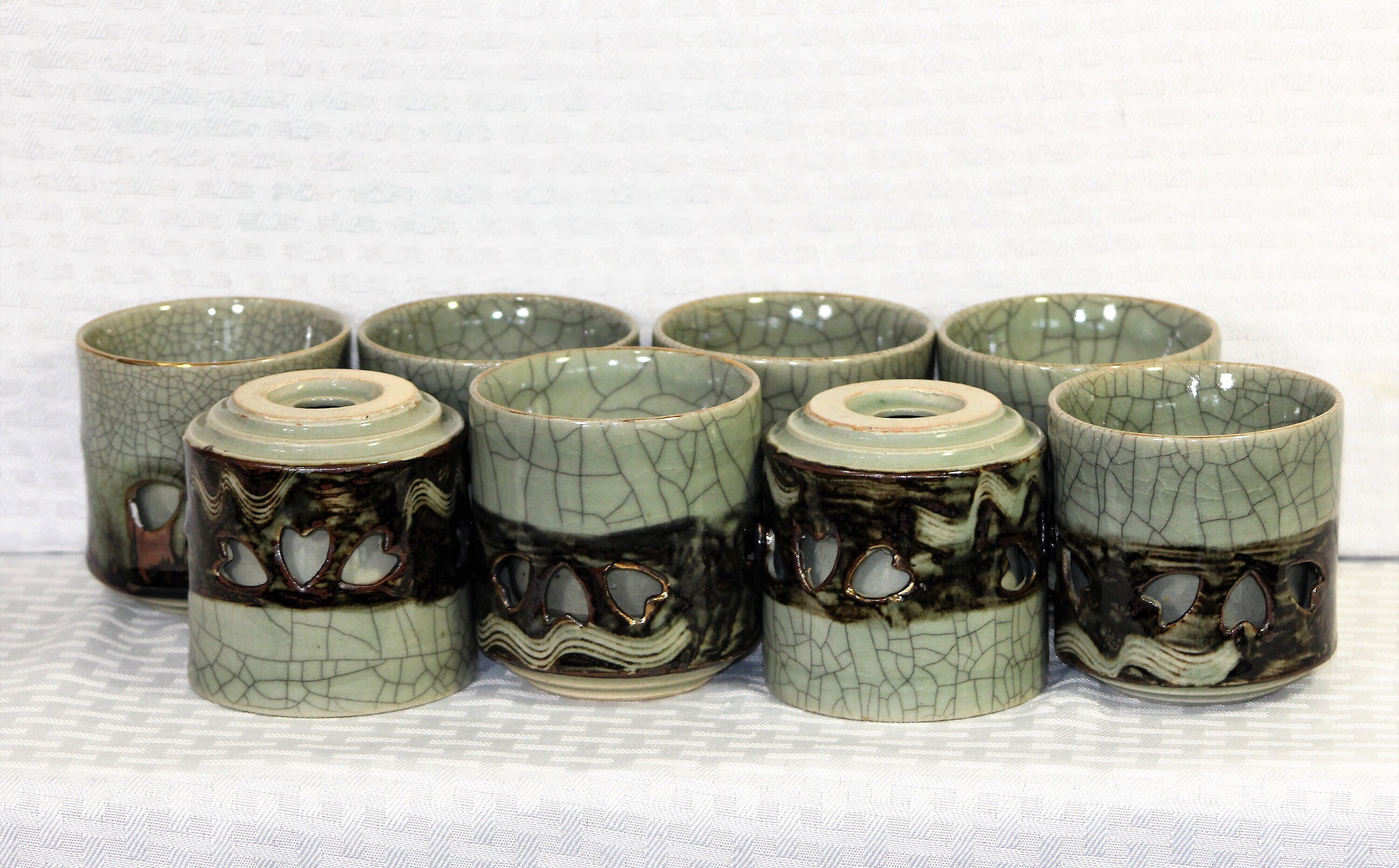 Golden Horses Somayaki Heart Tea Cups Set of 6 Double Walled