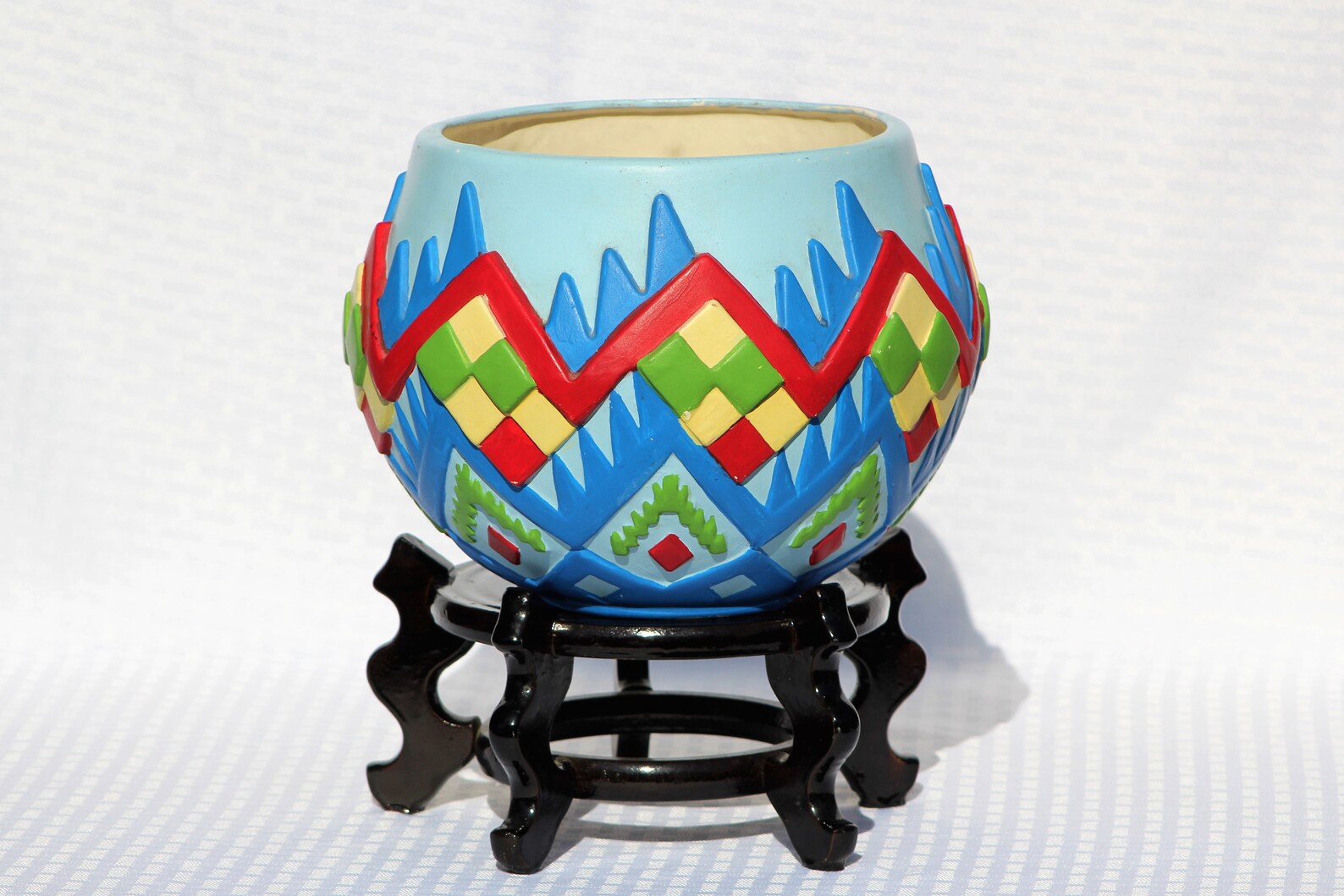 Colorful Flower Pot Painted Native American Style Etsy