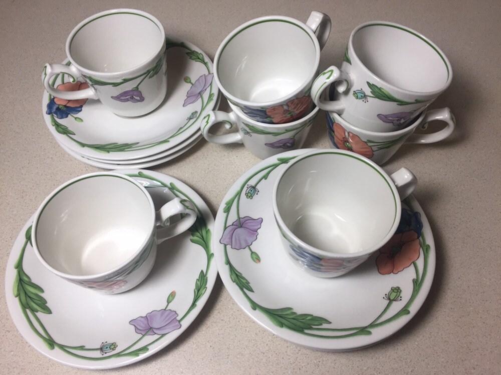 Villeroy & Boch, Amapola Poppy Tea Set, Made in Germany, Pink