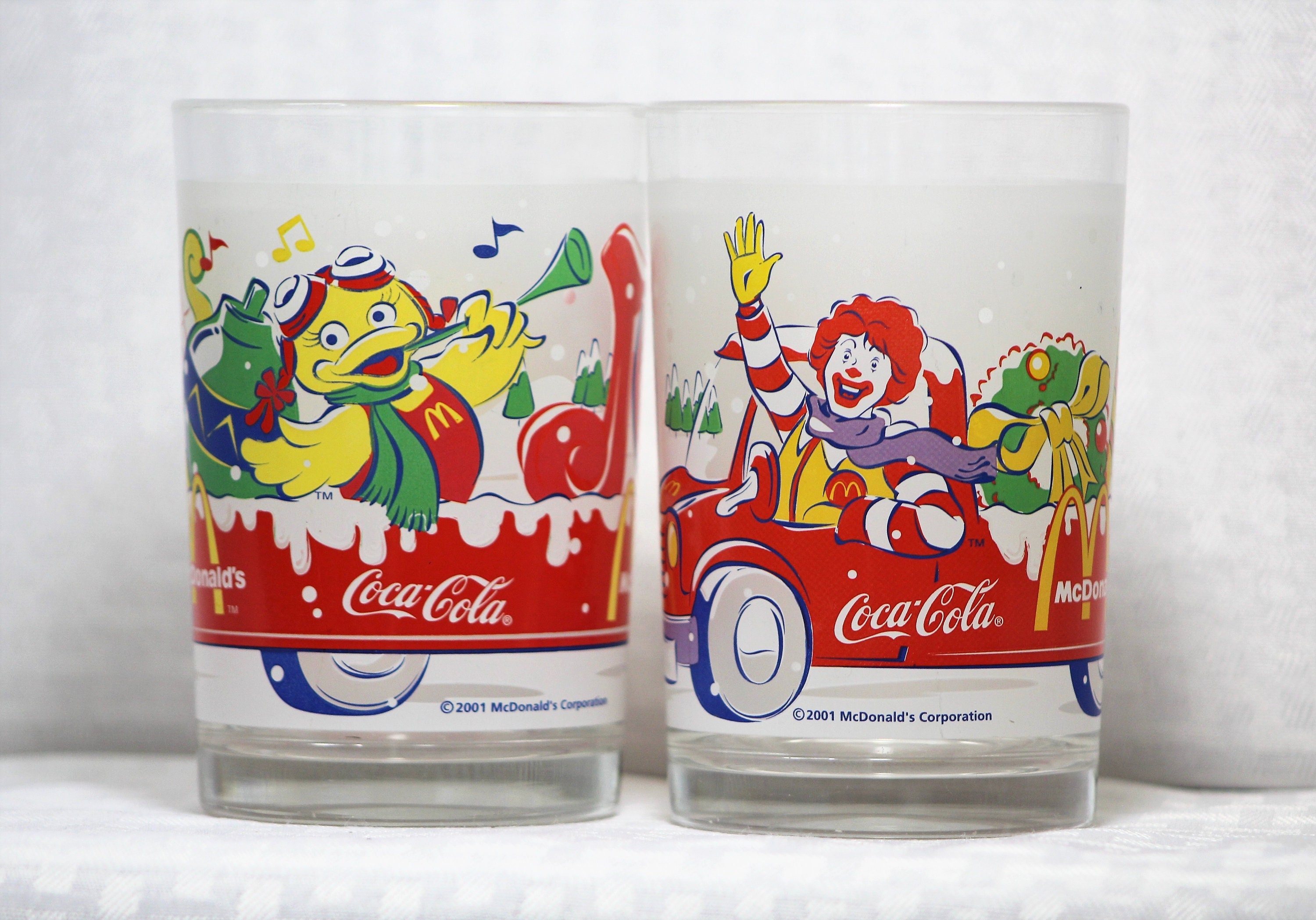 Mcdonalds 2001 Christmas Coca-cola Collectible Glasses | Etsy