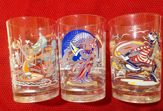 Walt Disney World Drinking Glasses or Tumblers, Remember the Magic, 25th  Anniversary, Mickey Mouse, Goofy Lumiere Mrs Potts, Set of 3 