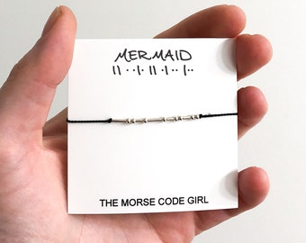 MERMAID Morse Code Bracelet, Perfect Mermaid Birthday Favor Idea