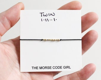 TWIN Morse Code Bracelet, Hidden Word Jewelry