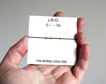 LEO Morse Code Bracelet, Hidden Message, Gift for Astrology Lover