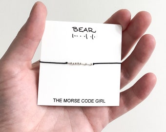 BEAR Morse Code Bracelet, LGBT Bracelet, Hidden Message Gift, Tie On Bracelet