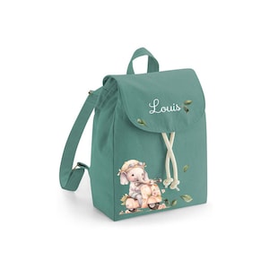 Sac à dos personnalisé au prénom / rentrée maternelle école nounou crèche / Lion Renard Biche  Jungle Éléphant Lapin Dragon Girafe Vintage