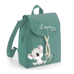 Sac à dos personnalisé au prénom / maternelle, école, nounou, crèche / Lion Renard Biche Jungle Koala Loup Lapin Dinosaure Girafe Licorne image 1