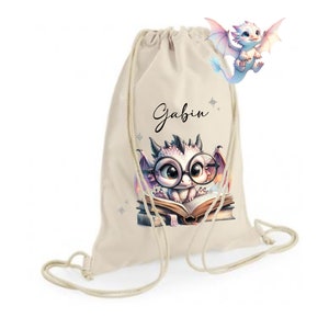 Personalized drawstring backpack with first name / back to school nursery school nanny daycare / Dragon Dancer Koala Elephant Panda Fox Giraffe