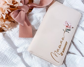 Pochette à bijoux personnalisée Maman d'amour, Simili cuir Beige