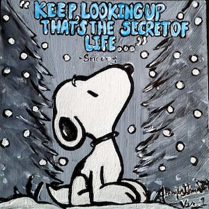 SNOOPY Oryginalny, inspirujący obraz na płótnie o wymiarach 8x8 cali.