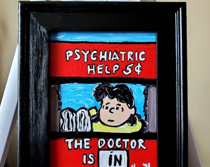 Peanuts Character Lucy, Psychiatric Help 5 Cents Original Painting Etsy