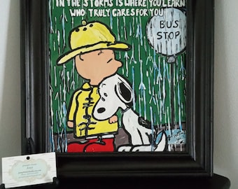 Charlie Brown and Snoopy ..Very special. Each rain drop,  Texture paint.  It&#39;s beautiful my own favorite!