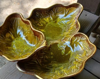 Mid Century California Originals Chip and Dip Server 896 Floating Leaf