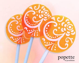 Flower Lollipops in Mango Flavor with Candied Vanilla Frosting (5 Count)