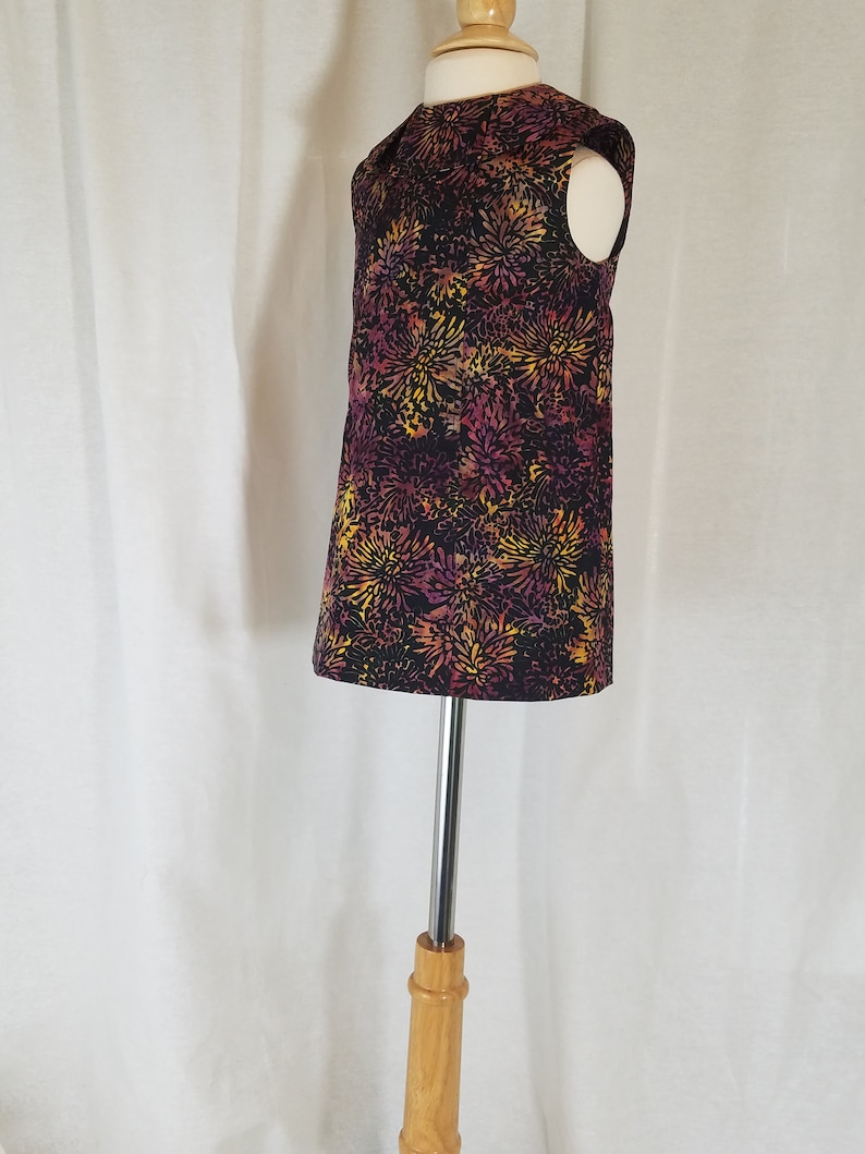 Toddler Dress-Size 2T-Sleeveless-50s Retro-Black Purple /& Gold Mums Batik-100/% Cotton-Ready to Ship