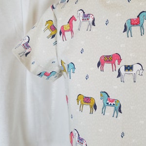 Toddler Boy's Shirt Size 2T-Button-up Short Sleeve Colorful Horse Print-White-100% Cotton-Ready to Ship image 10