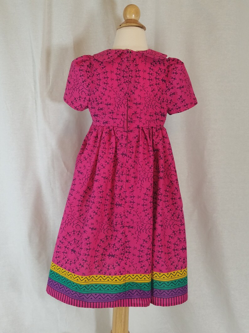 Toddler Dress-Size 2T-Fuchsia Warli /& Stripe Border Print-100/% India Cotton-Ready to Ship
