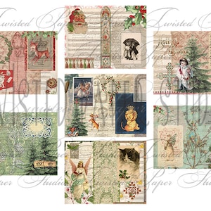 Weihnachtscollage Digital Journal Kit - Normale und hohe Dokumentenart Skinny Seiten