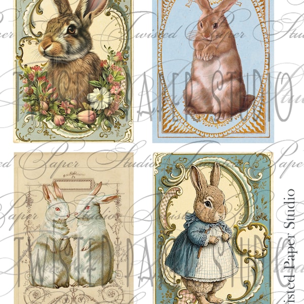 Kit numérique de cartes journal de Pâques, lapin de Pâques, lièvre