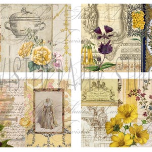 Ausgefallenes Goldenes Brocante Journal und Tall Collage Kit