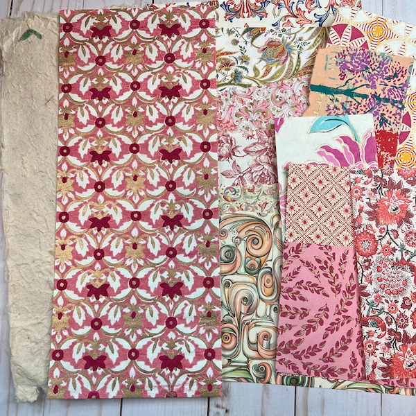 Handmade/Specialty &/Florentine paper assorted bundle plus Vintage Tall Style Assorted Large book pages, collage/ decoupage/