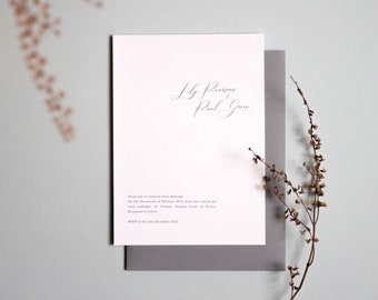 Rosa Wedding Invitation - Printed, Minimalist, Wedding Stationery
