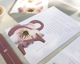 Florence Blossom Printed Wedding Stationery Set - Floral Pink Wedding Invitation Kit