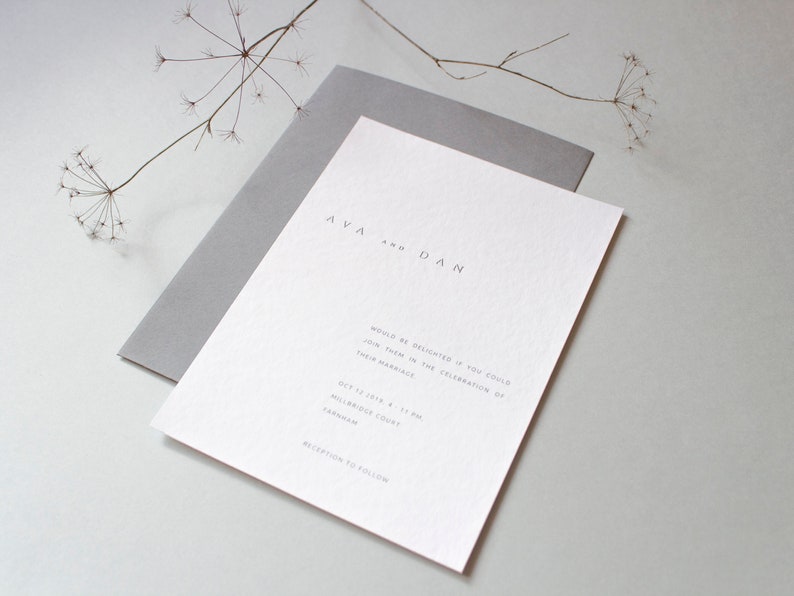 Modern, Minimal Wedding Invitation Clear Invite Minimalistic Wedding Invitation Catherine Printed Wedding Invitation Simple Invite image 2